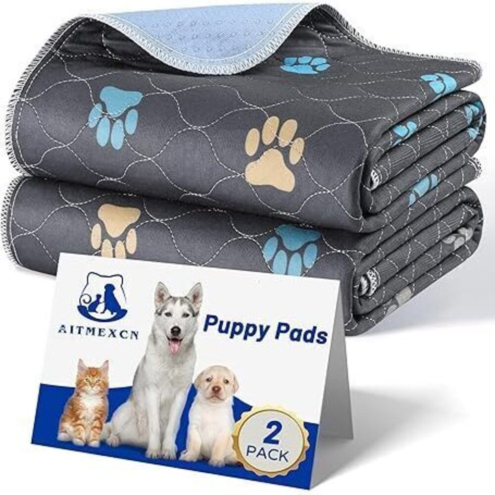 Washable Puppy Dog Pee Pad, 2Pcs 100% Waterproof Whelping Training Mat For